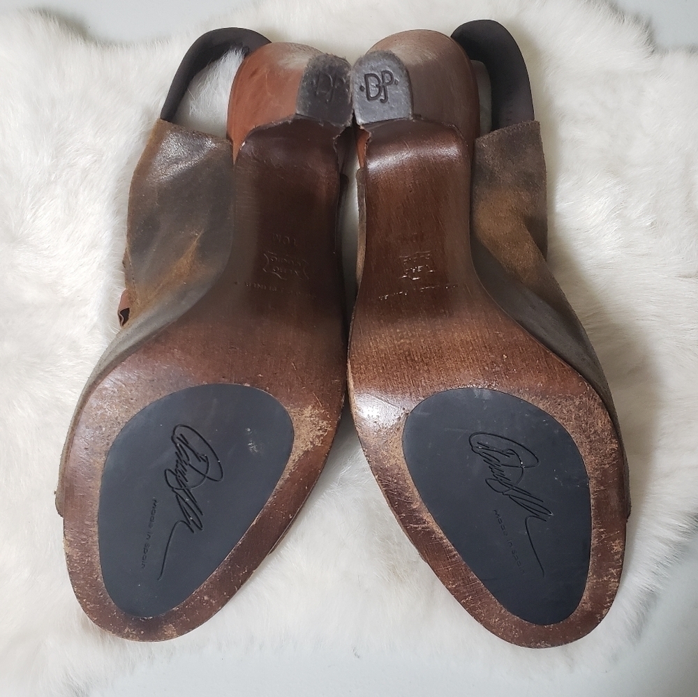 Donald Pliner Vishad Distressed Weathered Leather Strappy Heels-Size 10 - Picture 7 of 8